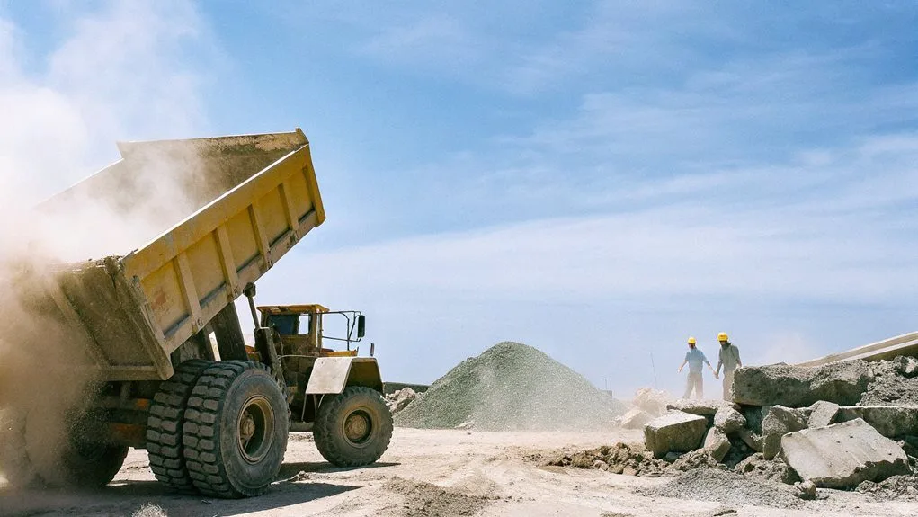 dump trucks handle rubble